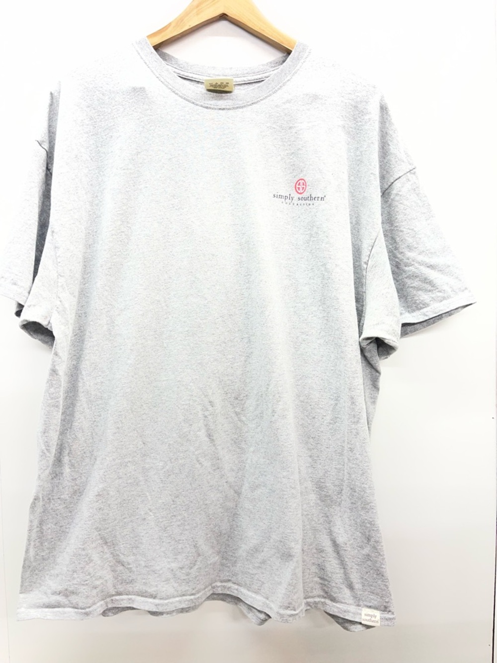 Simply Southern Heather Gray Tee with Pink Logo